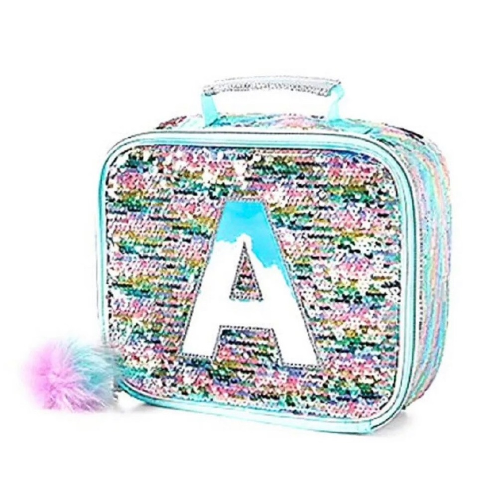 Justice Girls Flip Sequins Unicorn Initial J Insulated School Lunch Box Tote Bag